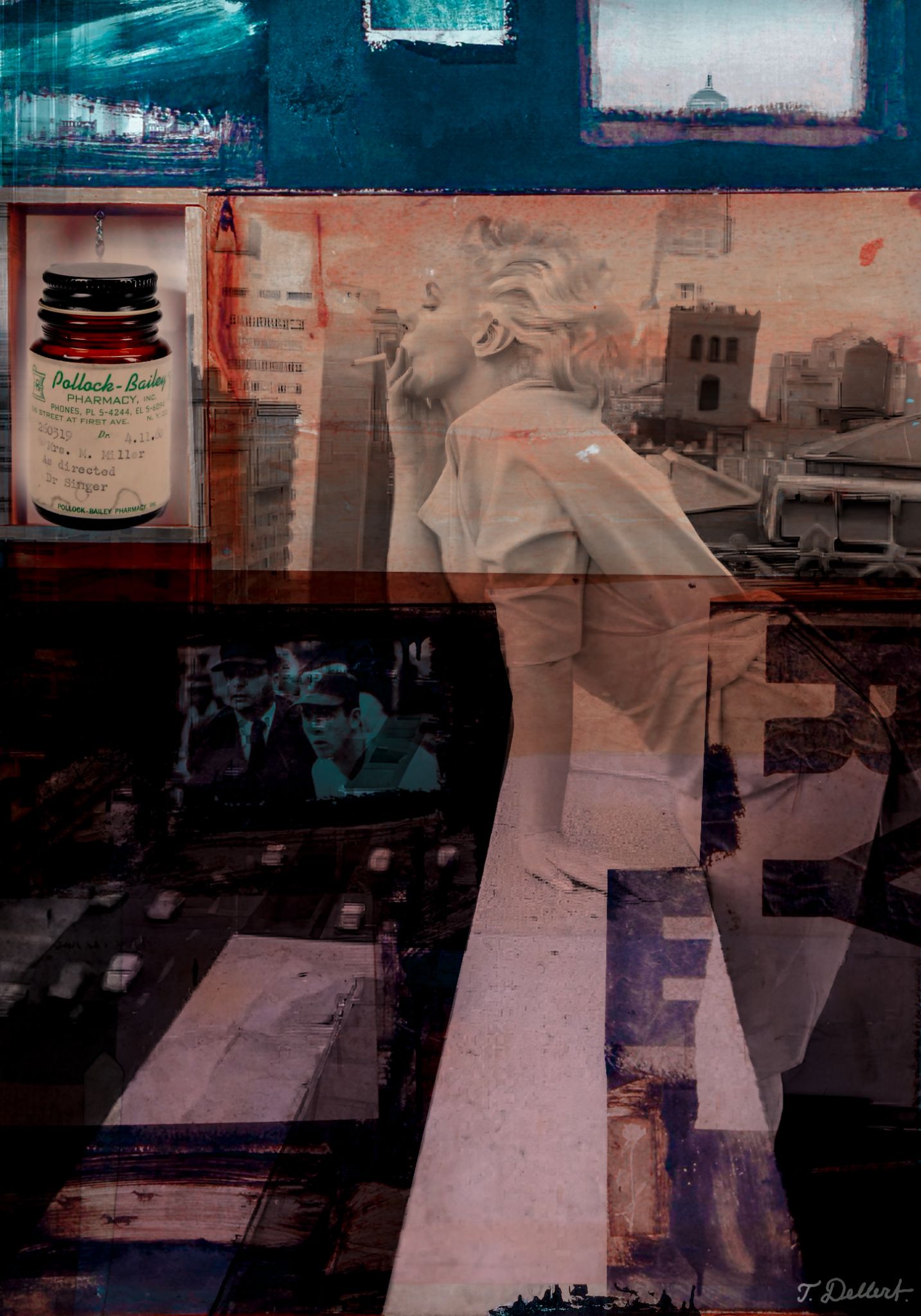 Marlilyn smoking on her Manhattan balacony